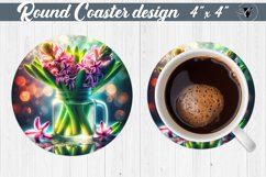 Round Coaster | Flowers in glass jar Product Image 1