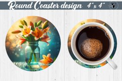 Round Coaster | Flowers in glass jar Product Image 1