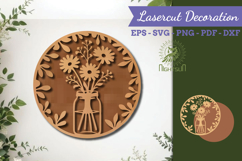 Flowers in Glass Lasercut Wall Decor SVG Product Image 1
