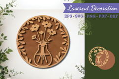 Flowers in Glass Lasercut Wall Decor SVG Product Image 1