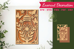 Flowers in Lamp Lasercut Wall Decor SVG Product Image 1