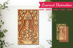 Flowers in Lamp Lasercut Wall Decor SVG Product Image 1