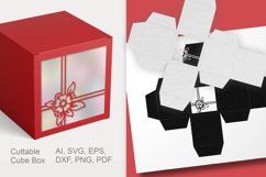 Flowers in Square Window Cuttable Cube Gift Box SVG Template