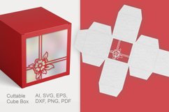 Flowers in Square Window Cuttable Cube Gift Box SVG Template