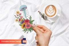 Flowers Jellyfish Sticker, Colorful Jellyfish Art, Ocean Art Product Image 1