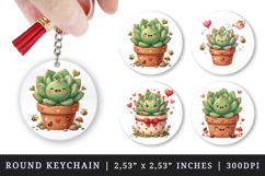 Flowers round keychain pintable sublimation design png Product Image 1