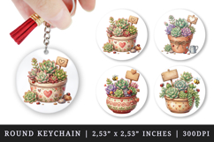 Flowers round keychain pintable sublimation design png Product Image 1