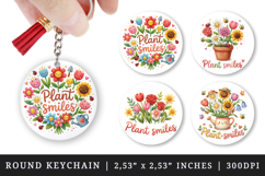 Flowers round keychain pintable sublimation design png Product Image 1