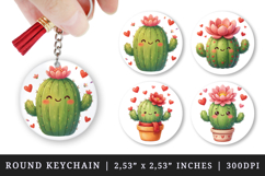 Flowers round keychain pintable sublimation design png Product Image 1