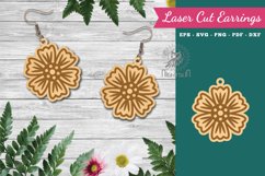 Flowers Laser Cut Earrings SVG Product Image 1