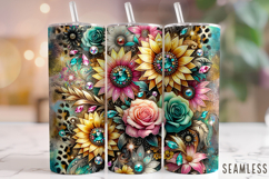 Floral Tumbler Wrap, Flowers Tumbler Wrap, Sunflower Tumbler Product Image 1