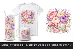 Flowers tumbler, mug wrap, clipart sublimation design Product Image 1