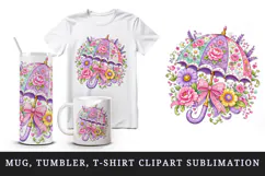 Flowers tumbler, mug wrap, clipart sublimation design Product Image 1