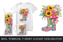 Flowers tumbler, mug wrap, clipart sublimation design Product Image 1