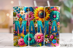Mama Floral Tumbler Wrap, Mom Tumbler Wrap, Mother's Day PNG Product Image 1