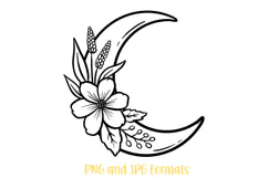 Flowers Moon Wreath Flower Graphic Clipart PNG by Squeeb Creative