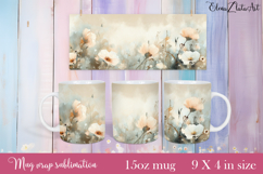 Flowers Mug Sublimation, wild flowers Design Mug Product Image 1