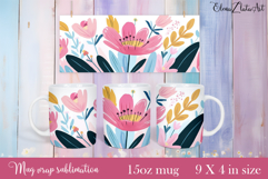 Flowers Mug Sublimation, wild flowers Design Mug Product Image 1