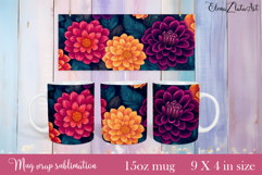 Flowers Mug Sublimation, wild flowers Design Mug Product Image 1