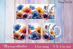 Flowers Mug Sublimation, wild flowers Design Mug Product Image 1