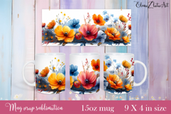 Flowers Mug Sublimation, wild flowers Design Mug Product Image 1