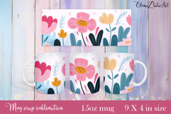 Flowers Mug Sublimation, wild flowers Design Mug Product Image 1