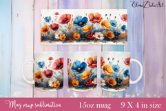 Flowers Mug Sublimation, wild flowers Design Mug Product Image 1