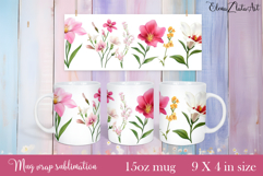 Flowers Mug Sublimation, wild flowers Design Mug Product Image 1