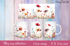 Flowers Mug Sublimation, wild flowers Design Mug Product Image 1