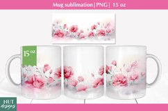 Pink Flower mug wrap Floral mug 15oz mug sublimation Product Image 1