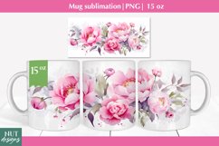Pink Flower mug wrap Floral mug 15oz mug sublimation Product Image 1