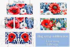 Flowers Mug Sublimation, wild flowers Design Mug Product Image 1