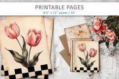 Old paper floral printables, junk journal pages Product Image 4
