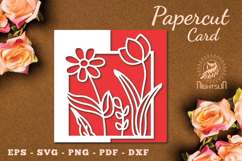 Flowers Papercut Card Template SVG Product Image 1