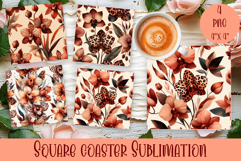Cute tropical flowers Square Coaster Sublimation Design Product Image 1