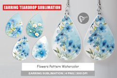 Earring Teardrop Flower Pattern Watercolor Product Image 1