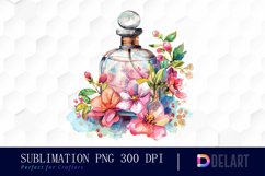 Flowers Perfume Bottle Watercolor Clipart Product Image 1