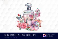 Flowers Perfume Bottle Watercolor Clipart Product Image 1