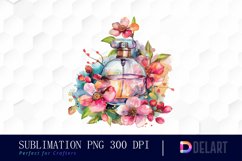 Flowers Perfume Bottle Sublimation PNG Clipart Product Image 1