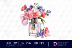 Flowers Perfume Bottle Sublimation PNG Clipart Product Image 1