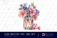 Flowers Perfume Bottle Watercolor Clipart Product Image 1
