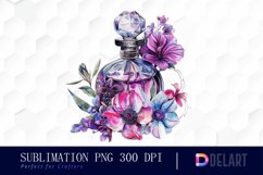 Flowers Perfume Bottle Watercolor Clipart Product Image 1