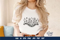 Music Keyboard SVG Design with Music Notes and Flowers for Cricut and Silhouette Cutting Machines