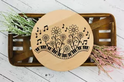 Music Keyboard SVG Design with Music Notes and Flowers for Cricut and Silhouette Cutting Machines