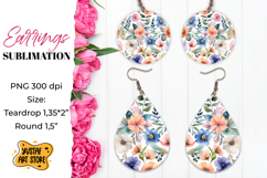 Flowers earrings.Vintage Earrings Sublimation. Product Image 1