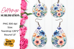 Flowers earrings.Vintage Earrings Sublimation. Product Image 1