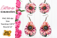 Flowers earrings.Vintage Earrings Sublimation. Product Image 1