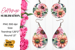 Flowers earrings.Vintage Earrings Sublimation. Product Image 1