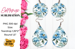 Flowers earrings.Vintage Earrings Sublimation. Product Image 1