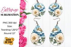 Flowers earrings.Vintage Earrings Sublimation. Product Image 1
